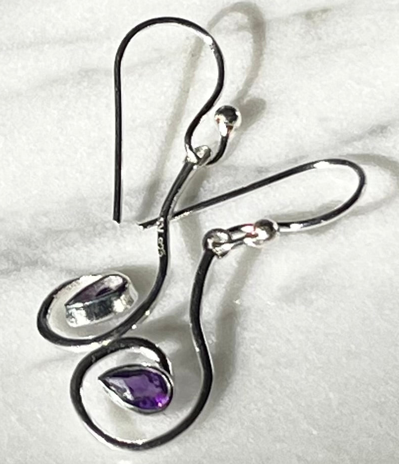Whimsical Amethyst Swirl Earrings