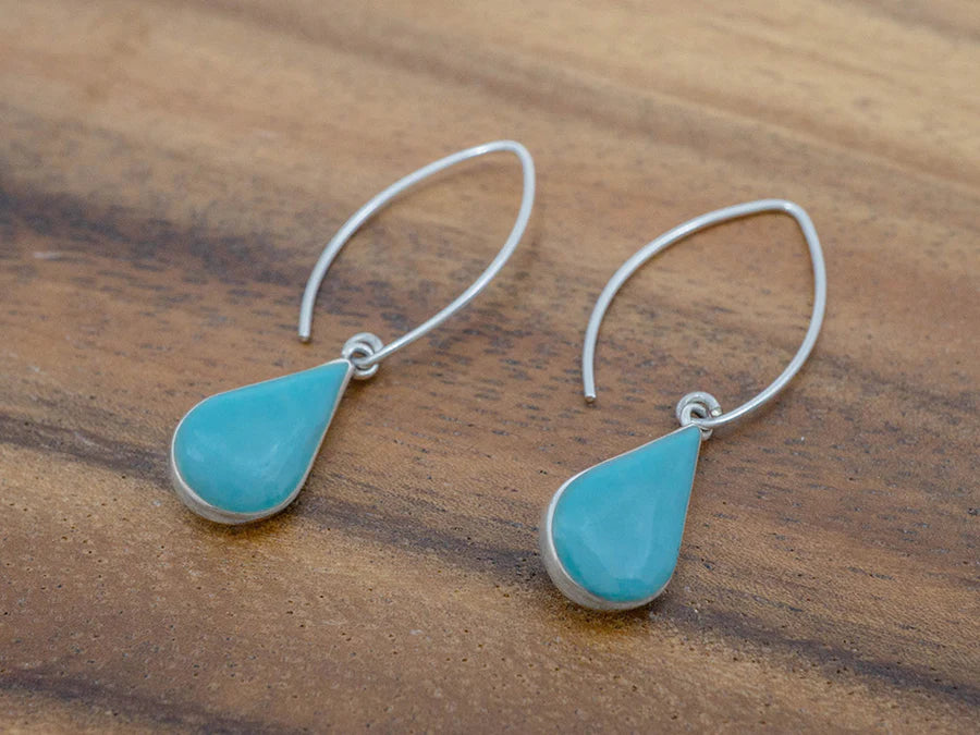 Turquoise Teardrop on Long Wire