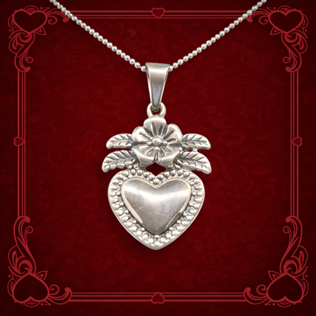 Milagro Heart Pendant w/ Flower