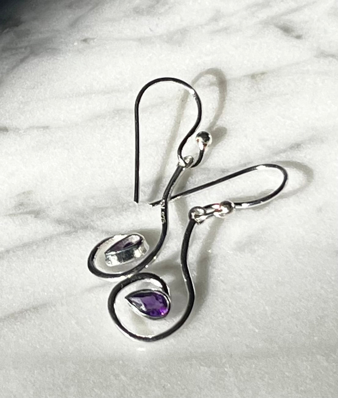 Whimsical Amethyst Swirl Earrings