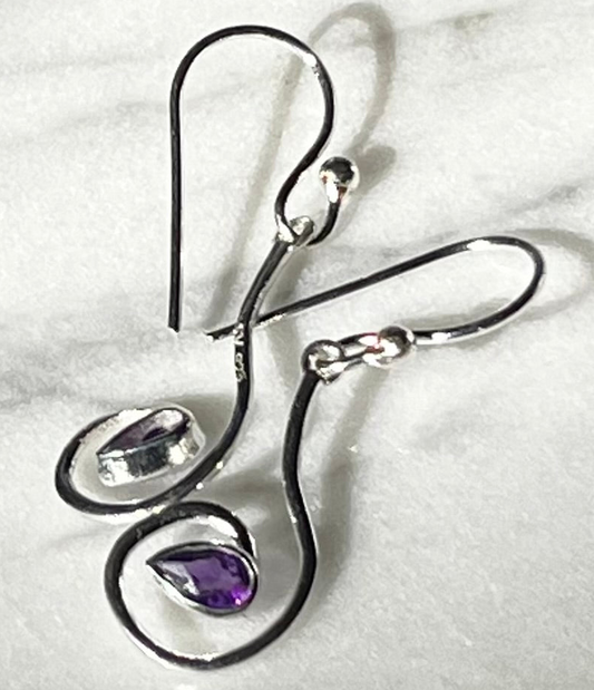 Whimsical Amethyst Swirl Earrings