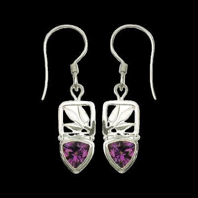 Amethyst Bamboo Leaf Drop Earrings