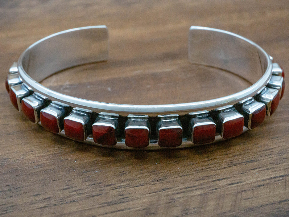 Single Row Red Jasper Cobblestone Cuff