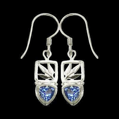 Blue Topaz Bamboo Leaf Drop Earrings