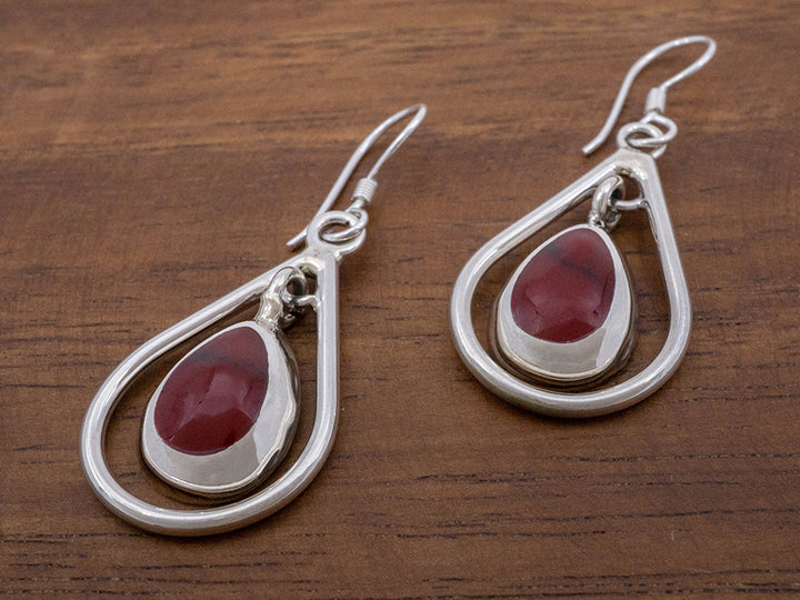 Hanging Red Jasper Teardrop Earring