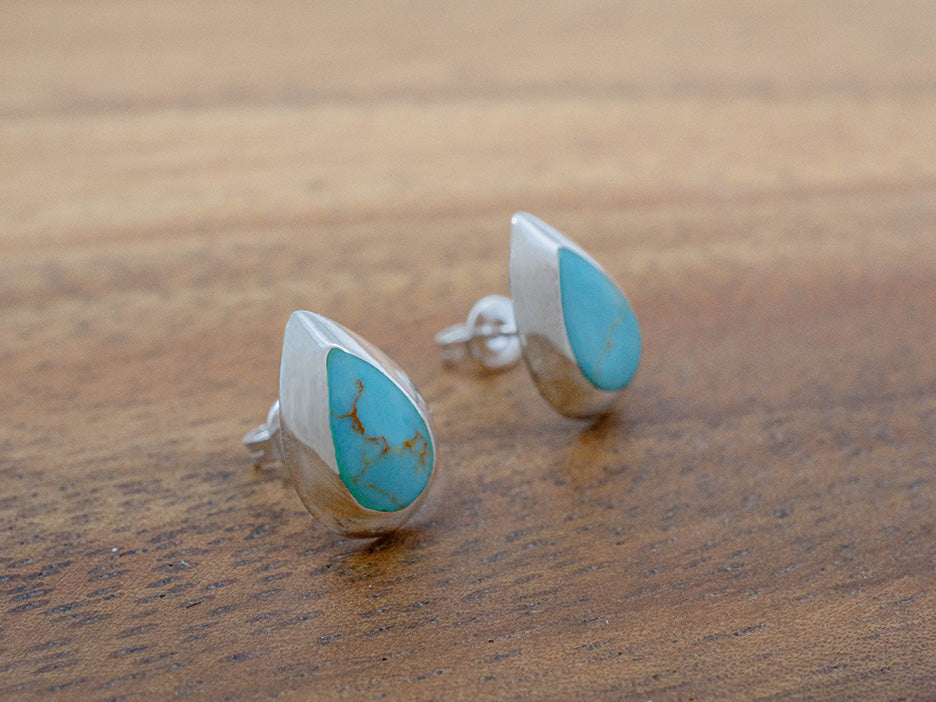 Turquoise Inlay Teardrop Studs