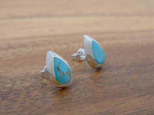 Turquoise Inlay Teardrop Studs