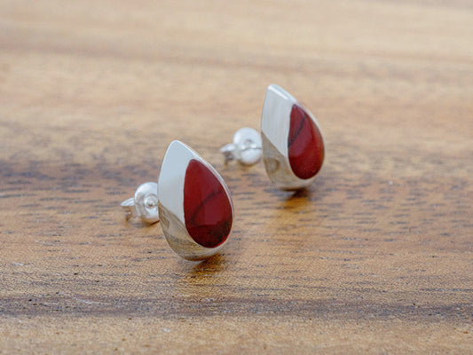 Red Jasper Inlay Teardrop Studs