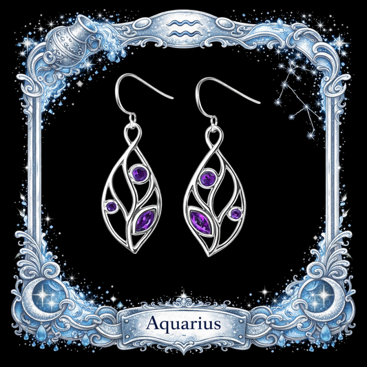 Handcrafted Amethyst Leaf Earrings