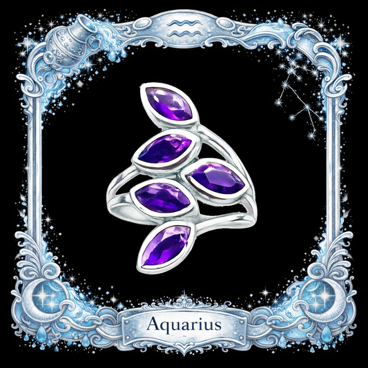 Exquisite Amethyst Leaf Ring