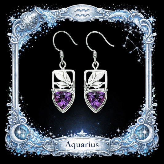 Amethyst Bamboo Leaf Drop Earrings