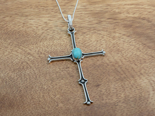 Matchstick Cross w/ Turquoise Center